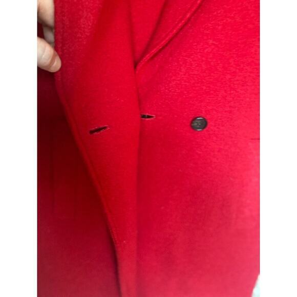 J.Crew Daphne Italian Boiled Wool Coat Red Double Breasted Longline Minimalist - Picture 7 of 12